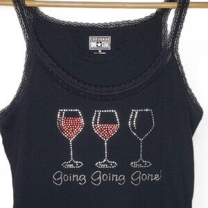 Converse One Star Lace Tank Top Women's Jewel Studded Wine Graphic Lacey M
